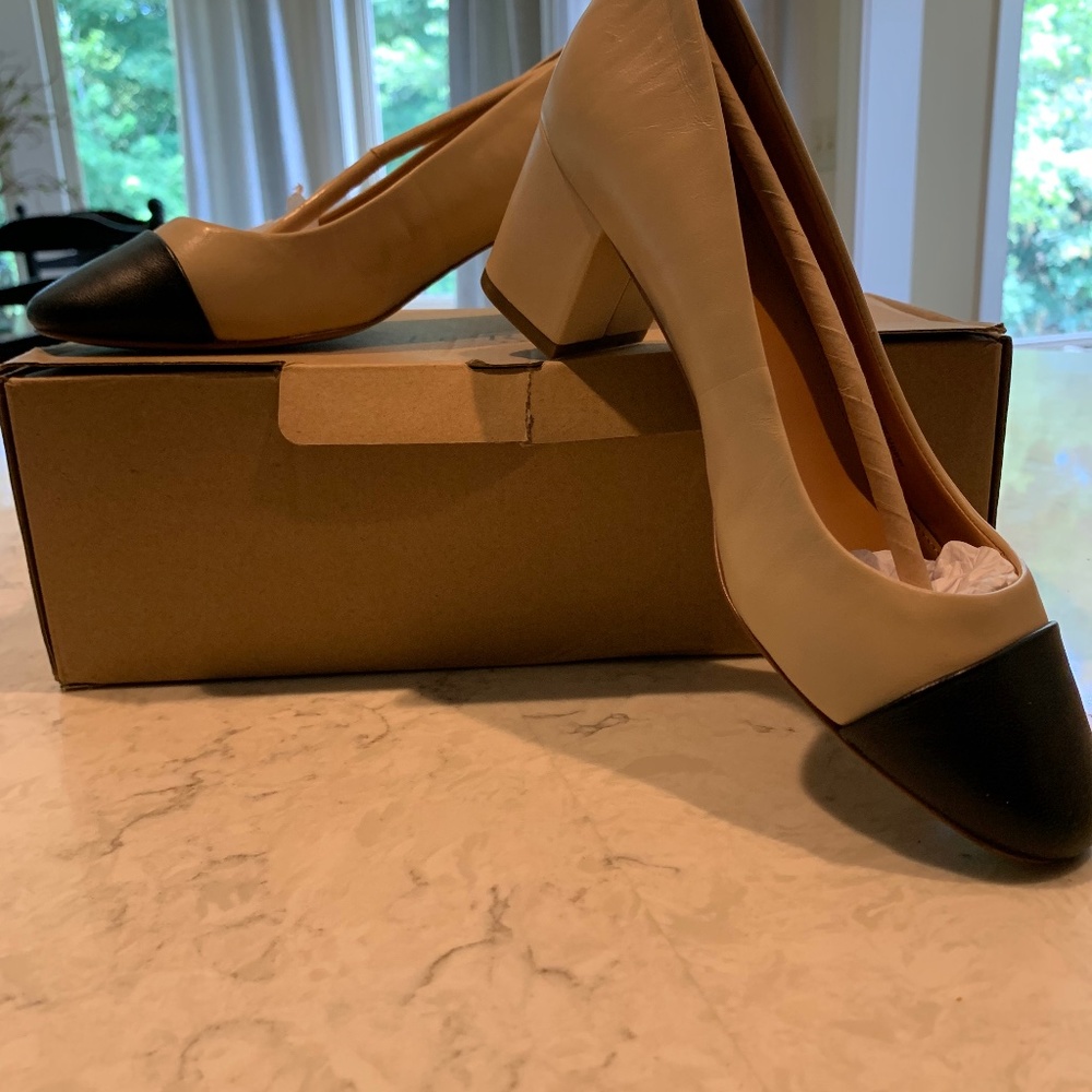 J Crew Cap Toe Bryn Block Heels